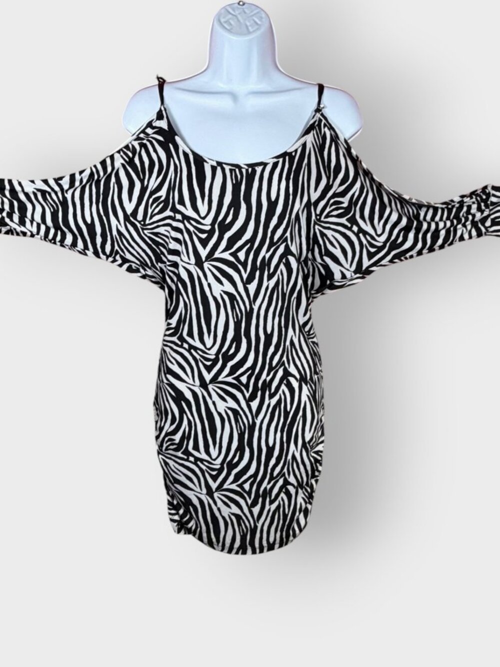 Vtg Y2K Rhapsody Split Sleeve Dress | S | Zebra | Paper Tag | Indie Sleaze